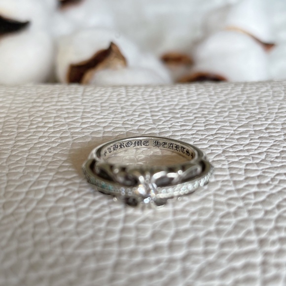 Chrome Hearts Ring Baby Classic Floral Cross Silver 925 Diamond Ring - Picture 12 of 13